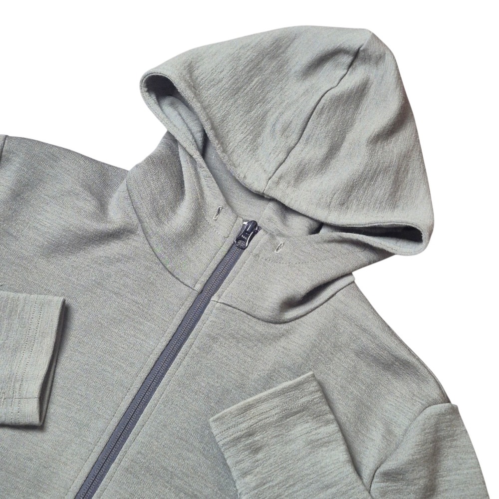 Sarma Mens L Long Green Merino Wool Zip Hoodie‎ Jacket Outdoor Tactical